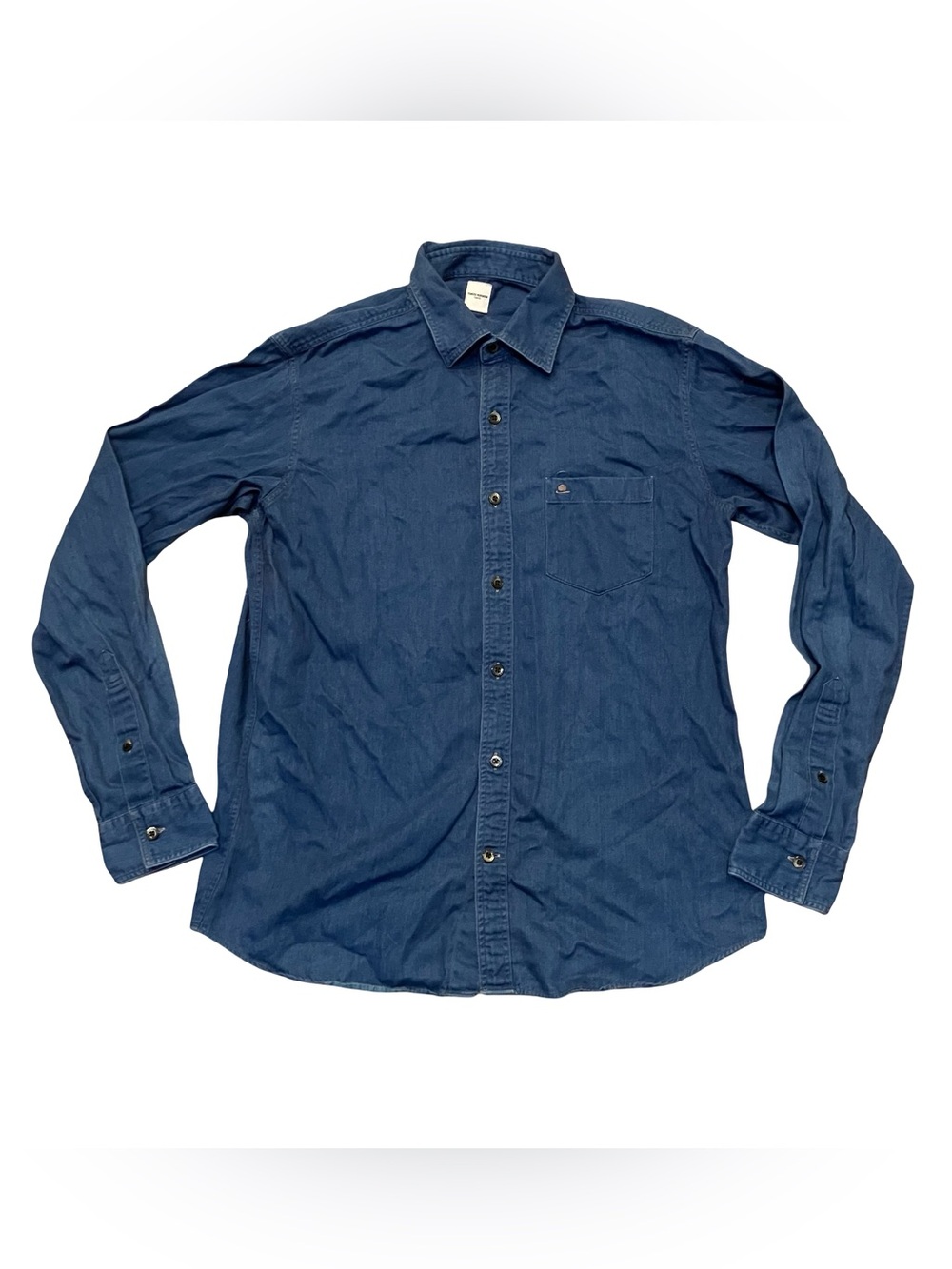 Takeo Kikuchi Shirt Button Up Size 3 Medium Denim Tokyo Pocket Logo Butter Soft